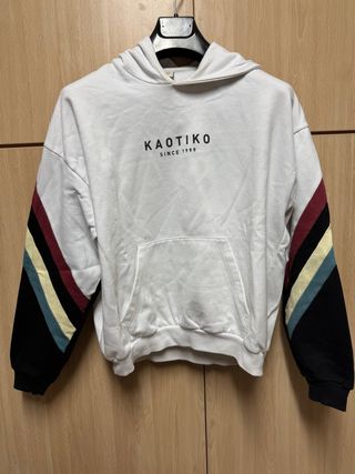 Sudadera Kaotiko Blanca con Rayas Multicolor
