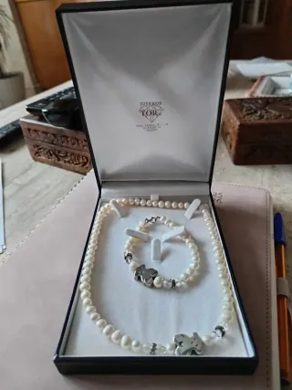 Collar y pulsera perlas plata