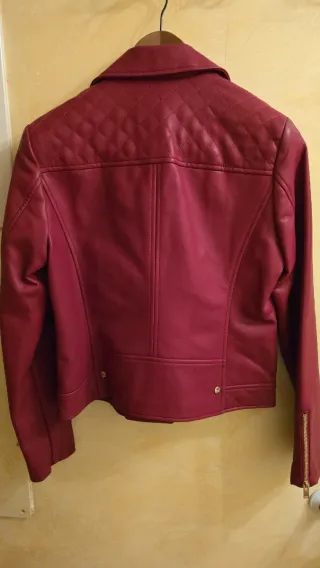 Chaqueta cuero granate  rojo mujer
