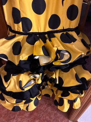 Vestido Flamenca Amarillo Lunares Negros