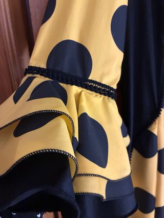 Vestido Flamenca Amarillo Lunares Negros