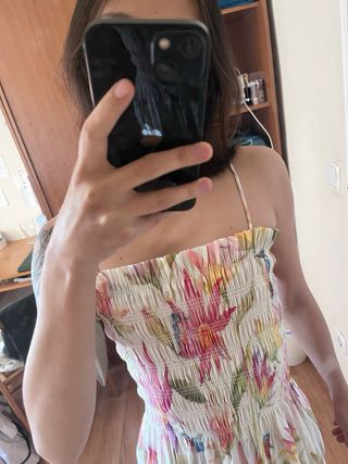 Vestido H&M largo flores blanco XXS