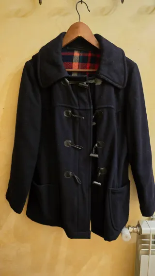 Abrigo azul paño con forro de cuadros