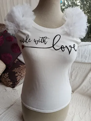 Camisa blusa mujer blanca con tul