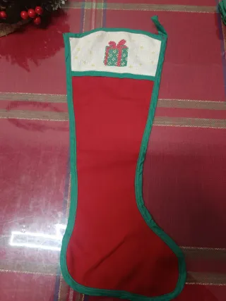 Calza Befana Tessuto Ricamo Regalo 44x20cm