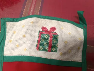 Calza Befana Tessuto Ricamo Regalo 44x20cm