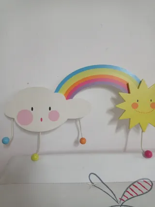 Colgador infantil nube y sol con arcoíris