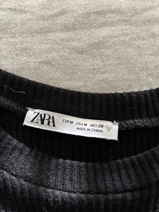 Vestido Zara Negro Manga Larga Efecto Piel