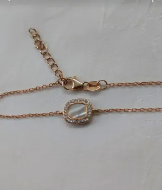 Bracciale Argento Dorato con Madreperla e Zirconi