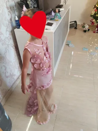 Vestido de fiesta niña flores rosa