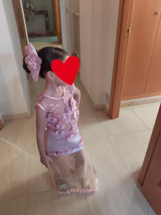 Vestido de fiesta niña flores rosa