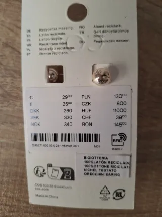 Pendientes COS plateados latón reciclado