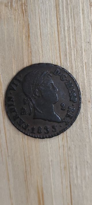 Moneda 2 Maravedís Fernando VII 1833