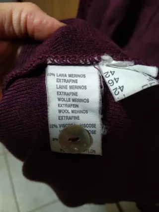 Cardigan lana merino e viscosa maniche 3/4