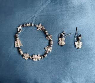 Conjunto Tous: Pulsera y Pendientes Plata y onyx.