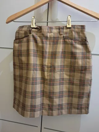 Falda cuadros vintage Mango