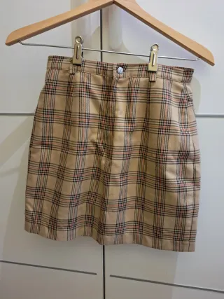 Falda cuadros vintage Mango