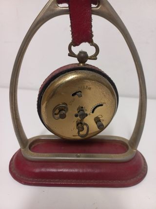 Orologio da tavolo vintage in pelle rossa