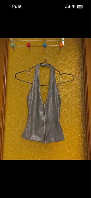 Top halter Zara metalizado