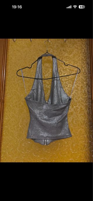 Top halter Zara metalizado