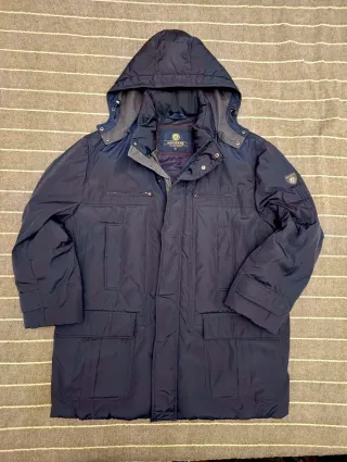 Giaccone blu XXXL con cappuccio removibile