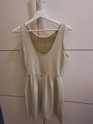 Vestido Mango Beige y Dorado