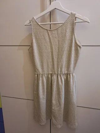 Vestido Mango Beige y Dorado