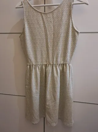 Vestido Mango Beige y Dorado