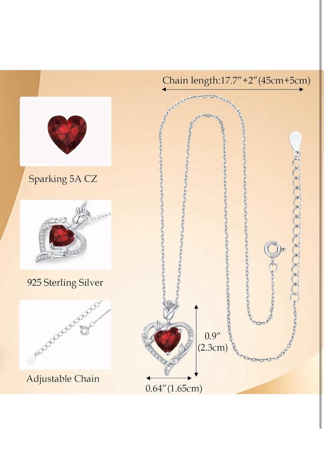 Collare Cuore in Argento 925 Donna con Rosa Pendente