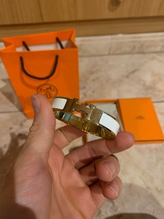 Pulsera Hermès Dorada y Blanca