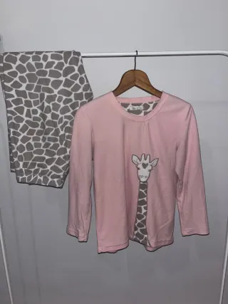 Pijama Conjunto Jirafa Rosa y Gris