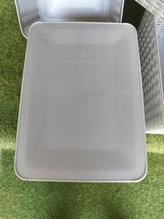 Cajas organizadoras ratán plástico gris