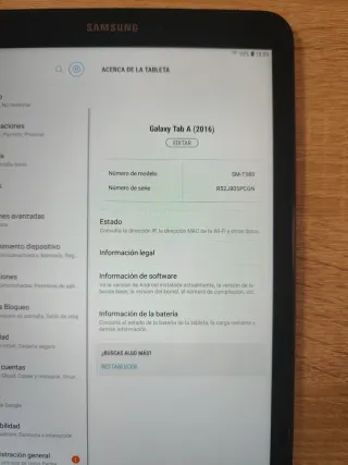 Samsung Galaxy Tab A6 Negra 10 pulgadas