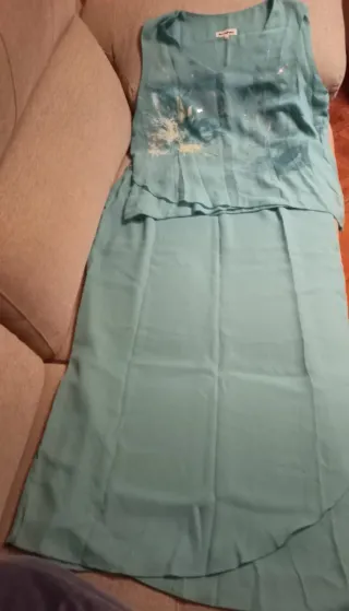 Conjunto fiesta mujer verde azulado