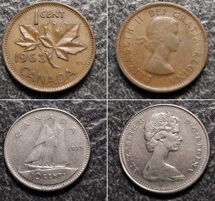 1 - 5 - 10 Cent. Canada 1963-1968-1975-1978