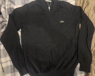 Lacoste jersey sweater gris de lana M ajustado