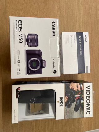 Kit Canon EOS M50 + Sigma 16mm + Rode
