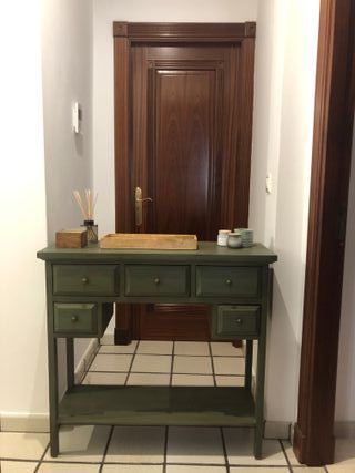 Mueble de entrada madera verde
