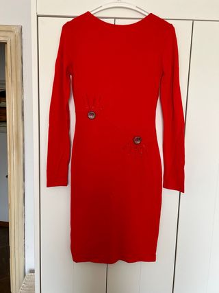 Vestido rojo con pedrería, S-M