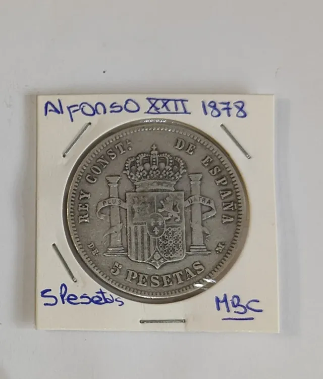 MONEDA 5 PESETAS ALFONSO XII 1878 MBC