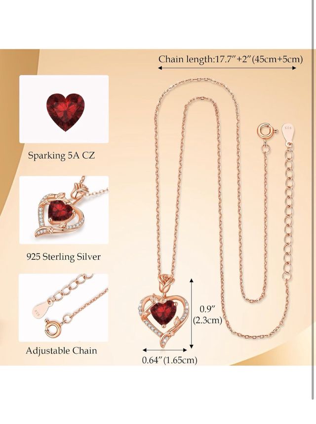 Collare Cuore in Argento 925 Donna con Rosa