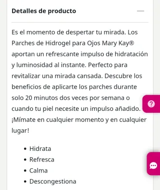 Parches Hidrogel Ojos Mary Kay