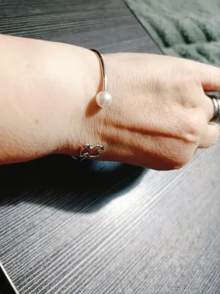 Pulsera osito y perla acero