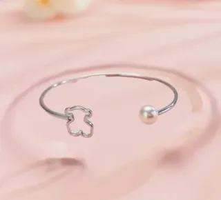 Pulsera osito y perla acero