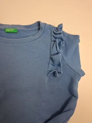 Sudadera  Benetton niña azul T6 con volantes