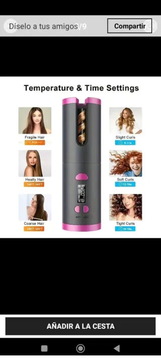 Rizador de pelo automático gris y rosa