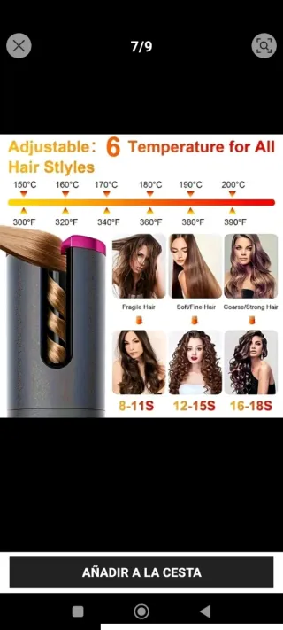 Rizador de pelo automático gris y rosa