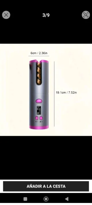 Rizador de pelo automático gris y rosa