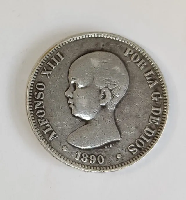 MONEDA 5 PESETAS ALFONSO XIII 1890 MBC
