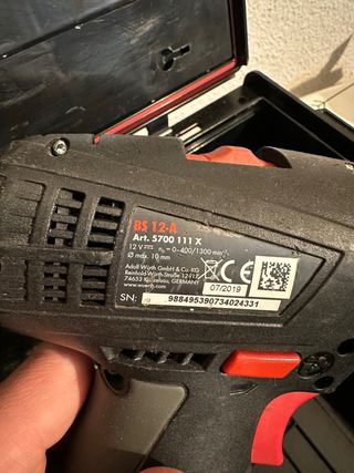 Atornillador Wurth BS 12A con cargador y batería